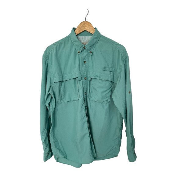 L.L. Bean Other - L.L. Bean Shirt Men's Medium Green Long Sleeve Button Down Vented Hiking Fishing